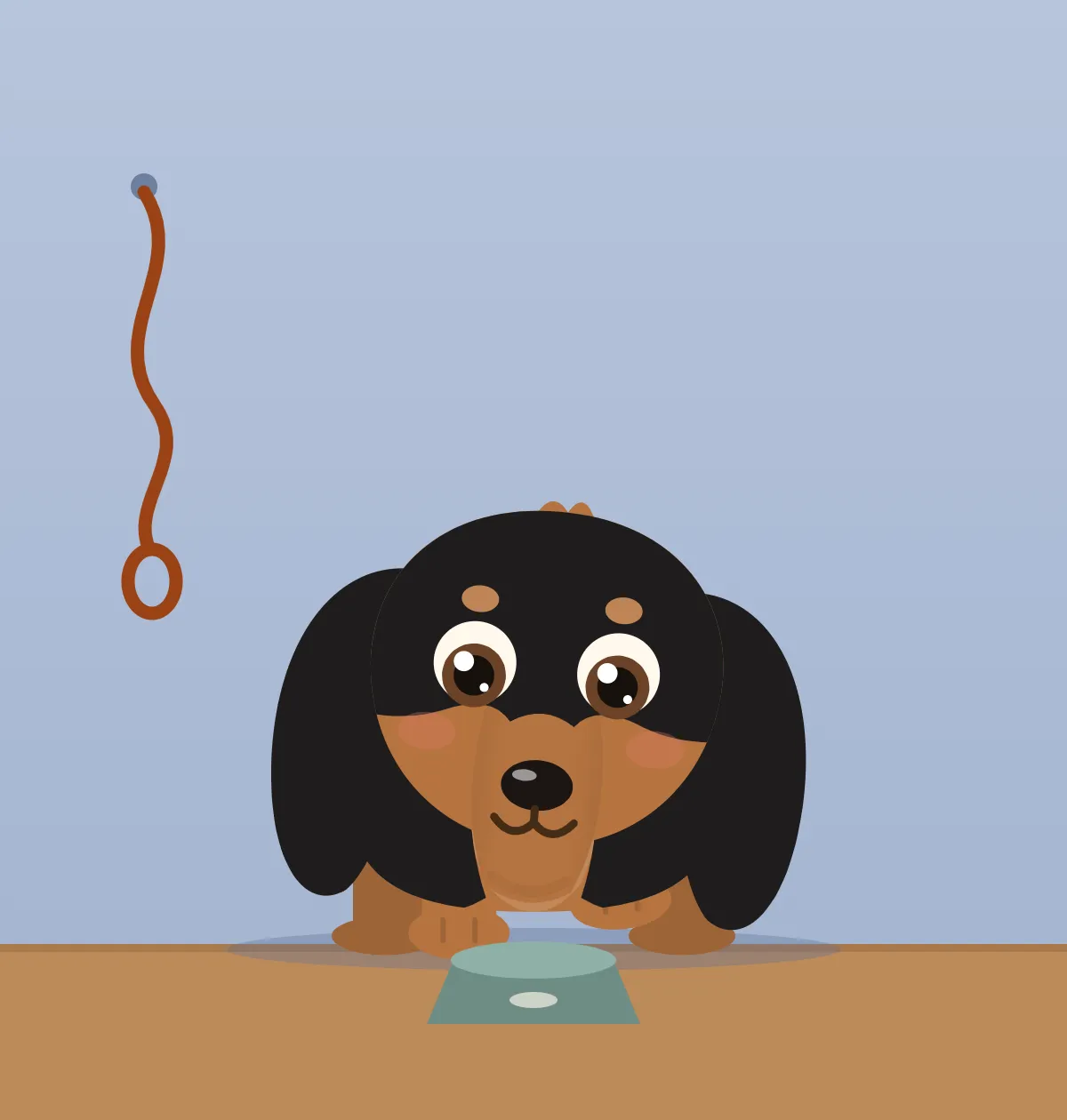 Canela's avatar in her room: hungry.