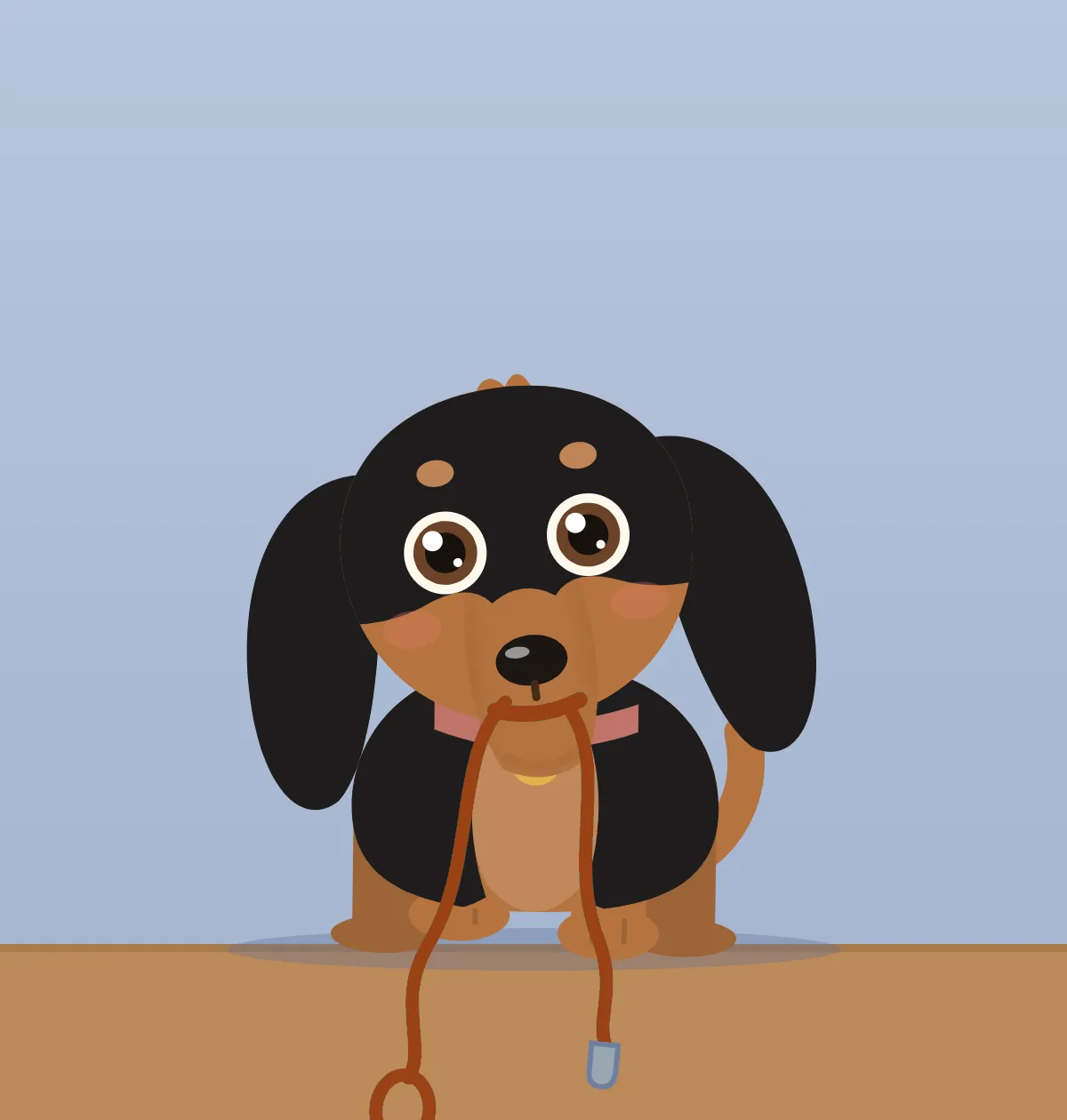 Canela's avatar in her room: wants a walk.