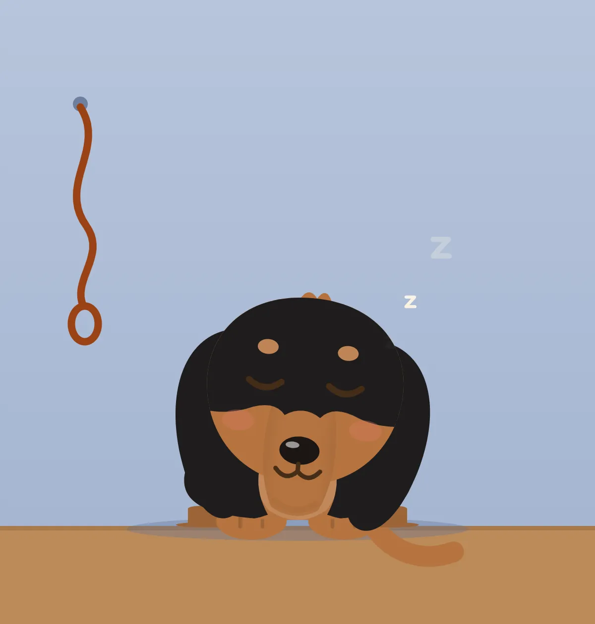 Canela's avatar in her room: asleep.